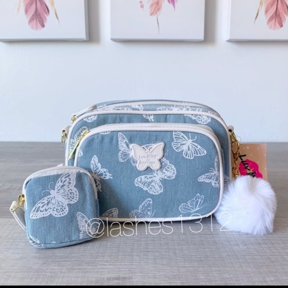 BETSEY JOHNSON Bag Lia Butterfly Camera Crossbody - Blue Denim Butterfly LBLIA